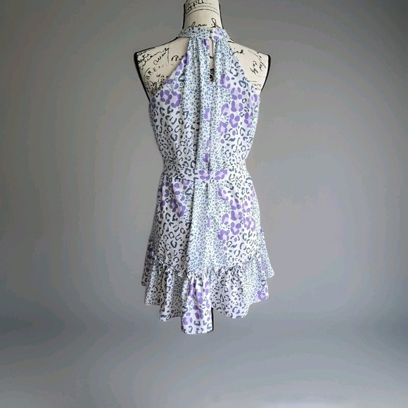 Slate & Wayne Mini Dress Womens Size XS Sleeveless Cheetah Tiered Flowy Party - Picture 2 of 16